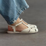 Балетки шкіряні молочні