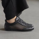 Кеди шкіряні чорні з сіточкою