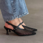 Слінгбеки чорні шкіряні з сіткою