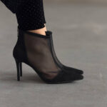 Чорні замшеві ботильйони з сіткою